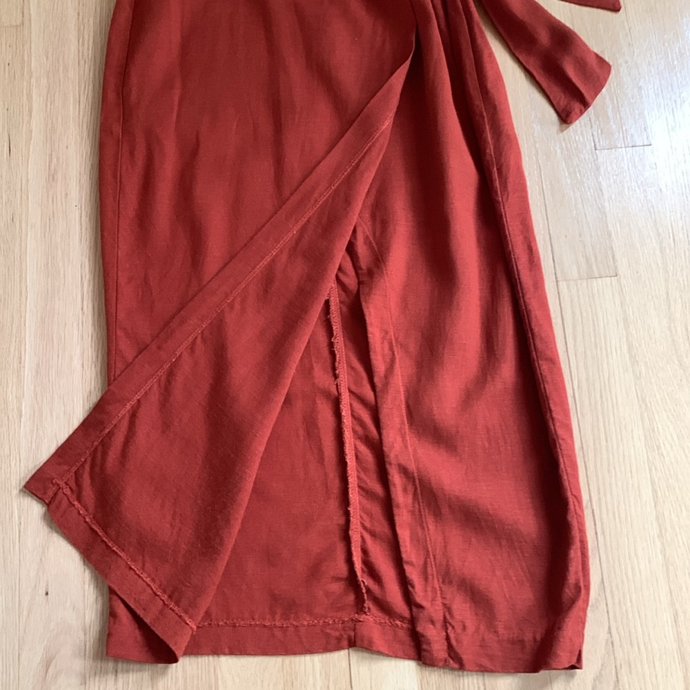Jason Wu Rust Red Midi Tie-Waist Skirt - Picture 5 of 11